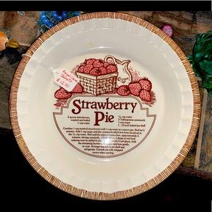 ROYAL China Jeanette Strawberry Pie Plate w recipe